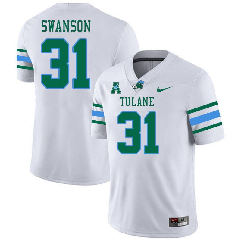 Tulane Green Wave #31 Darius Swanson College Football Jerseys Stitched Sale-White